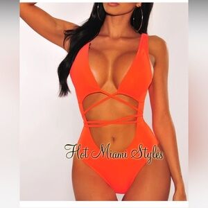 Hot Miami Styles Strappy Orange Swimsuit